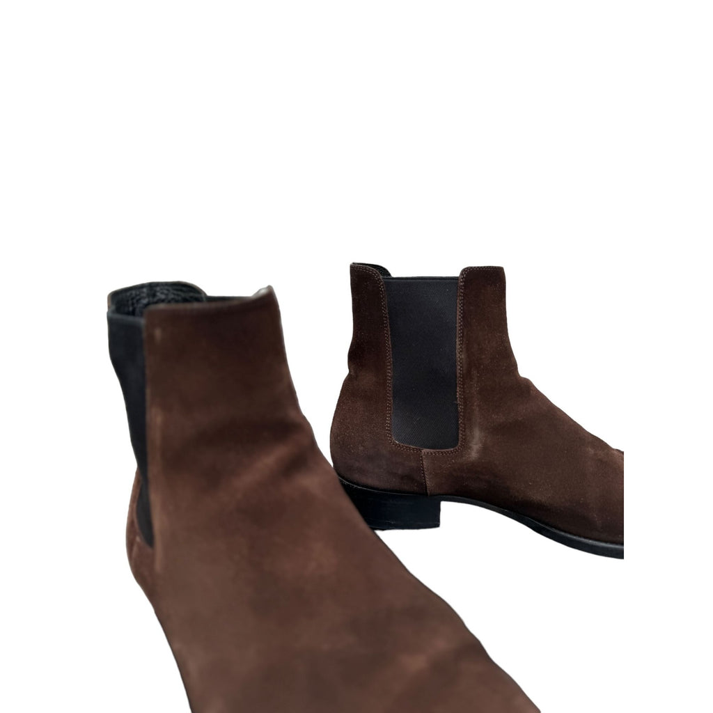 Brown Suede Chelsea Boots Cuban Heel