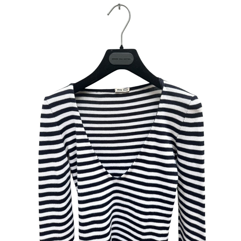 Sample Navy White Striped Knit  Longsleeves