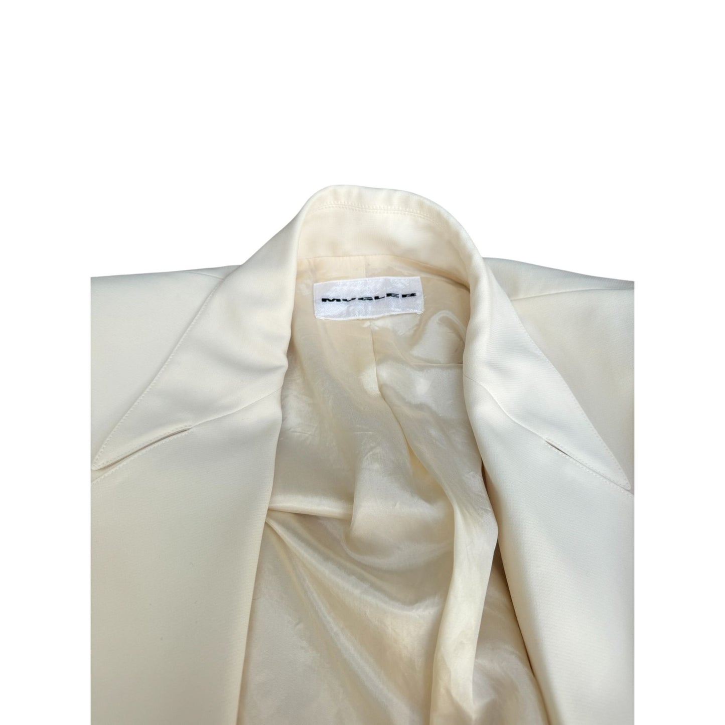 1990s Cream Blazer with Brown Leather Like Accents