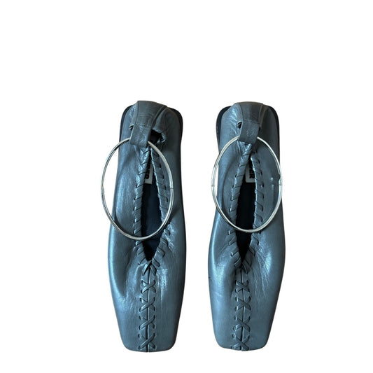 Grey Leather Oversized Ring Sandals / Flats