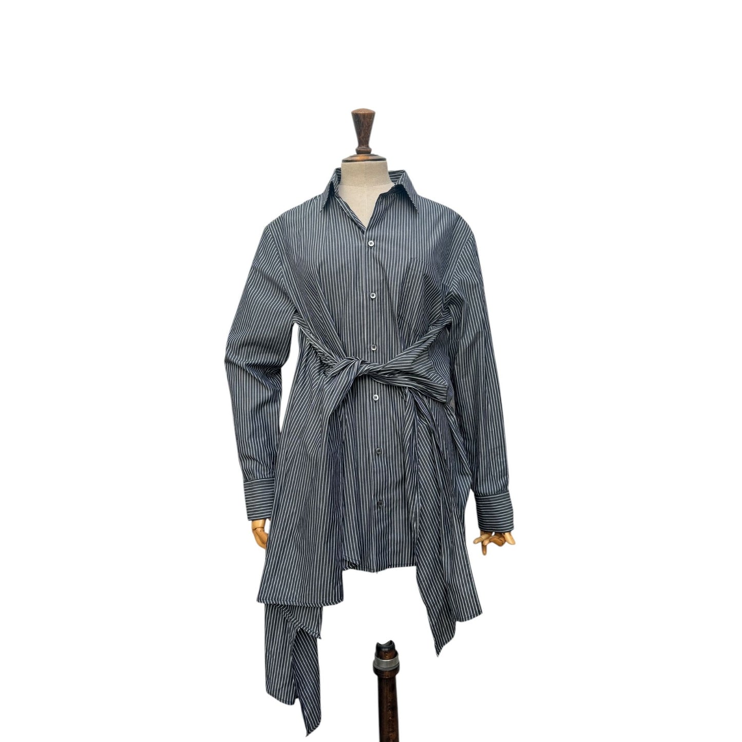 Grey Striped Cotton Shirt