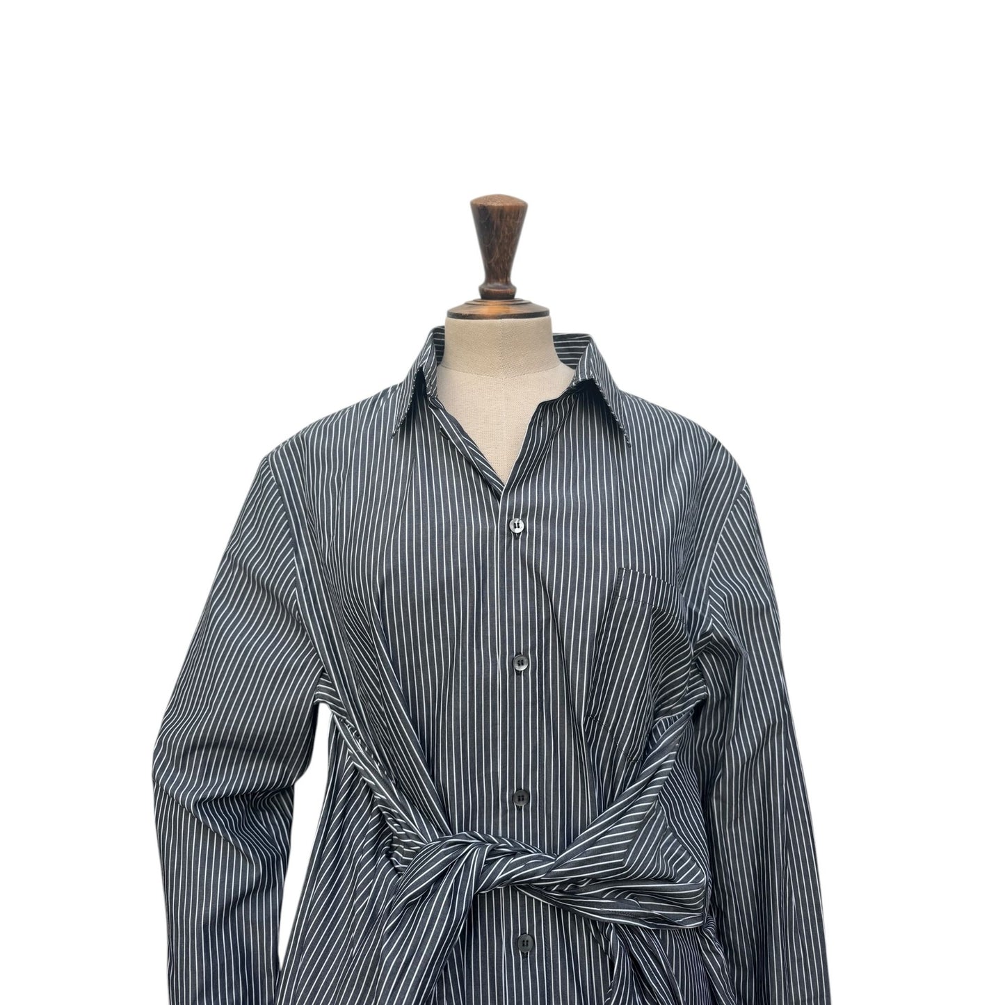 Grey Striped Cotton Shirt