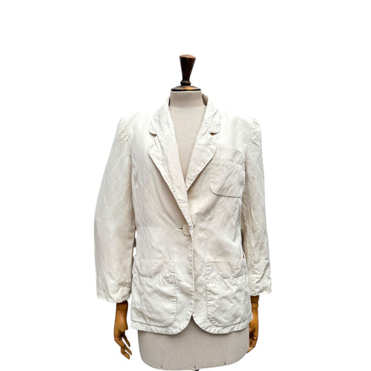 1980s Beige Linen Blazer Jacket