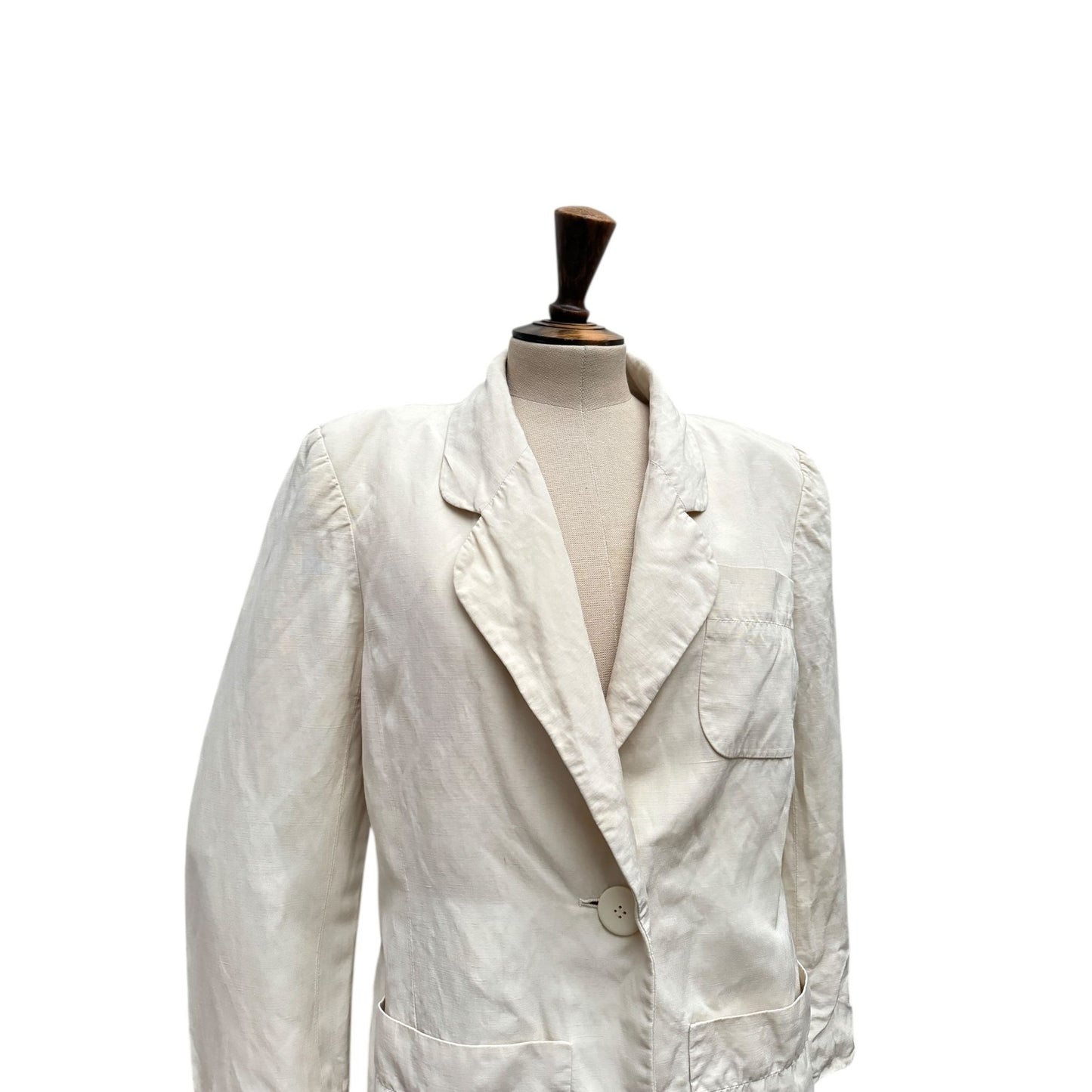 1980s Beige Linen Blazer Jacket