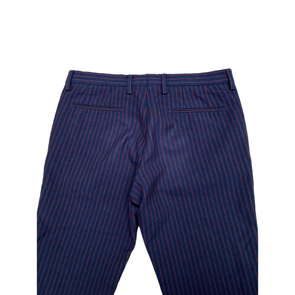 Navy Red Wool Striped Pants  Slim Fit