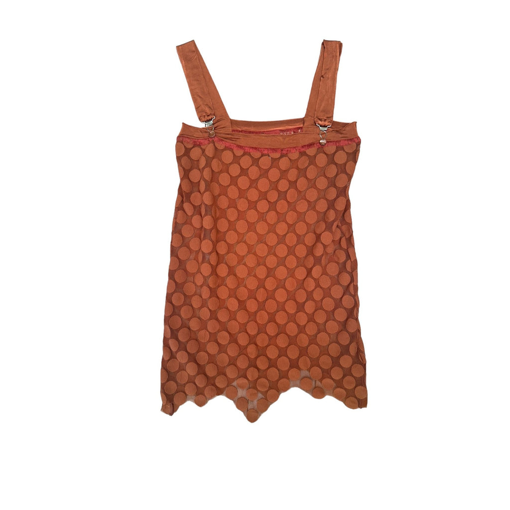 1980S Brown Dot Nylon Dungarees Tank top