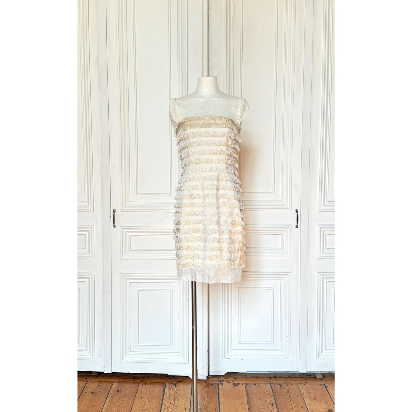Spring Summer 2006 Ecru Silk Fringed Dress