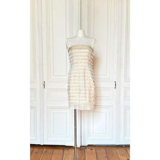 Spring Summer 2006 Ecru Silk Fringed Dress