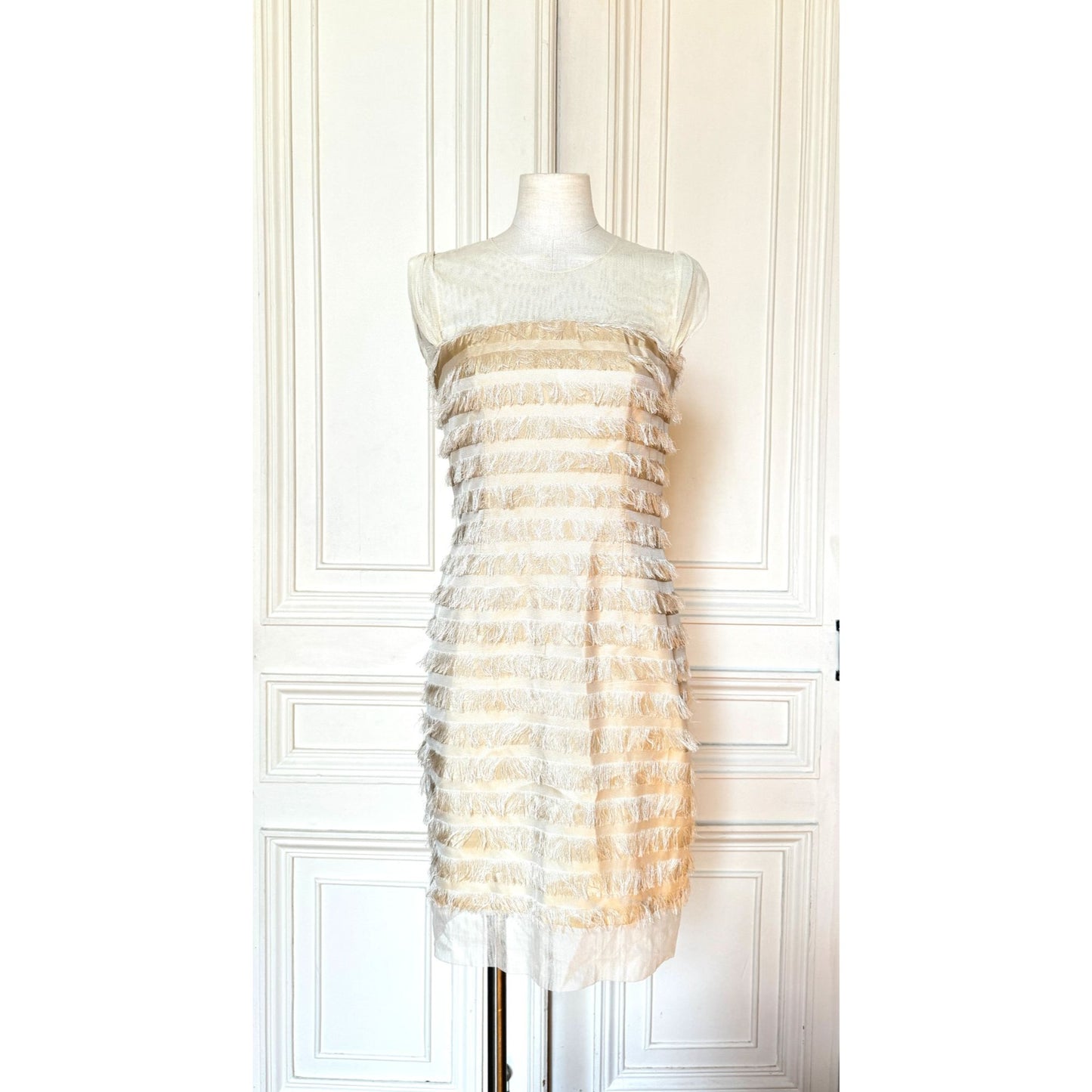Spring Summer 2006 Ecru Silk Fringed Dress