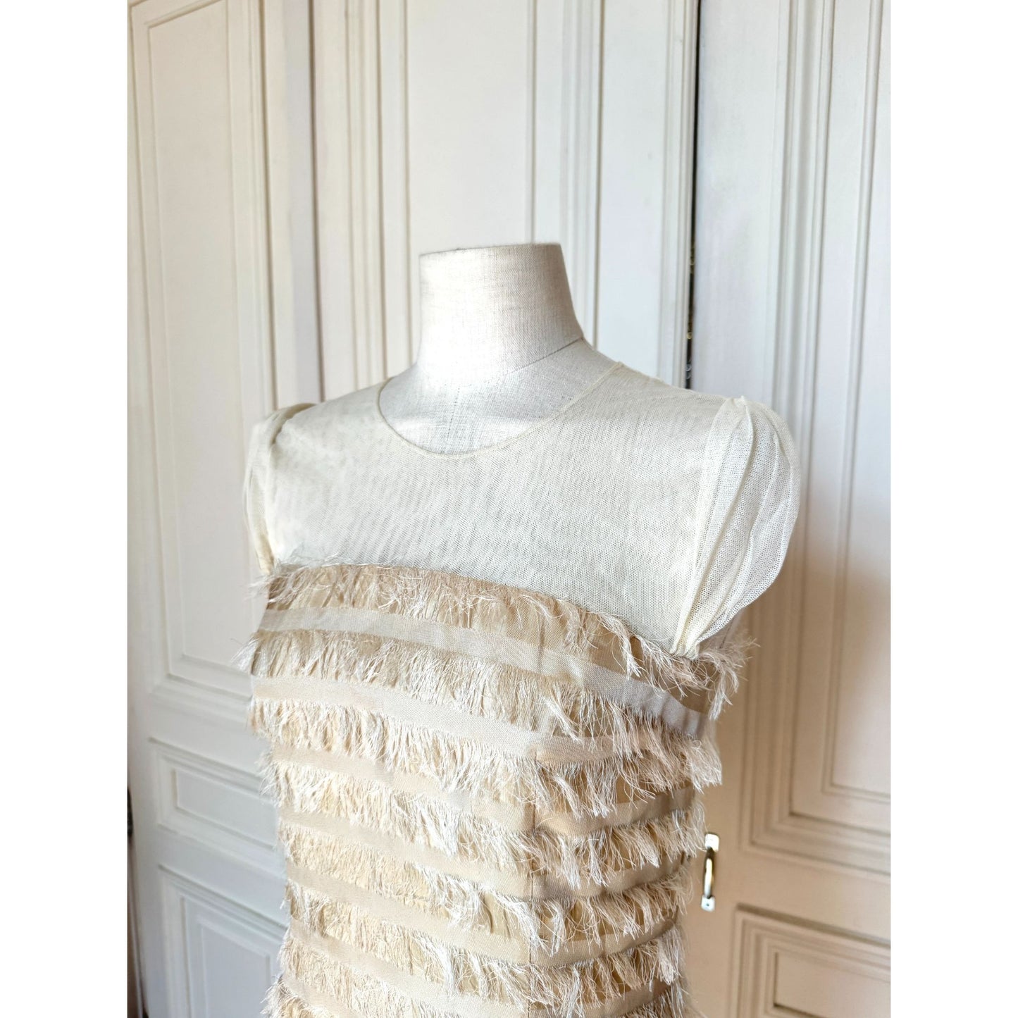 Spring Summer 2006 Ecru Silk Fringed Dress