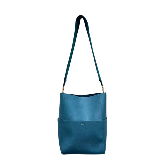 Sangle Bucket Bag in Green Grained Leather