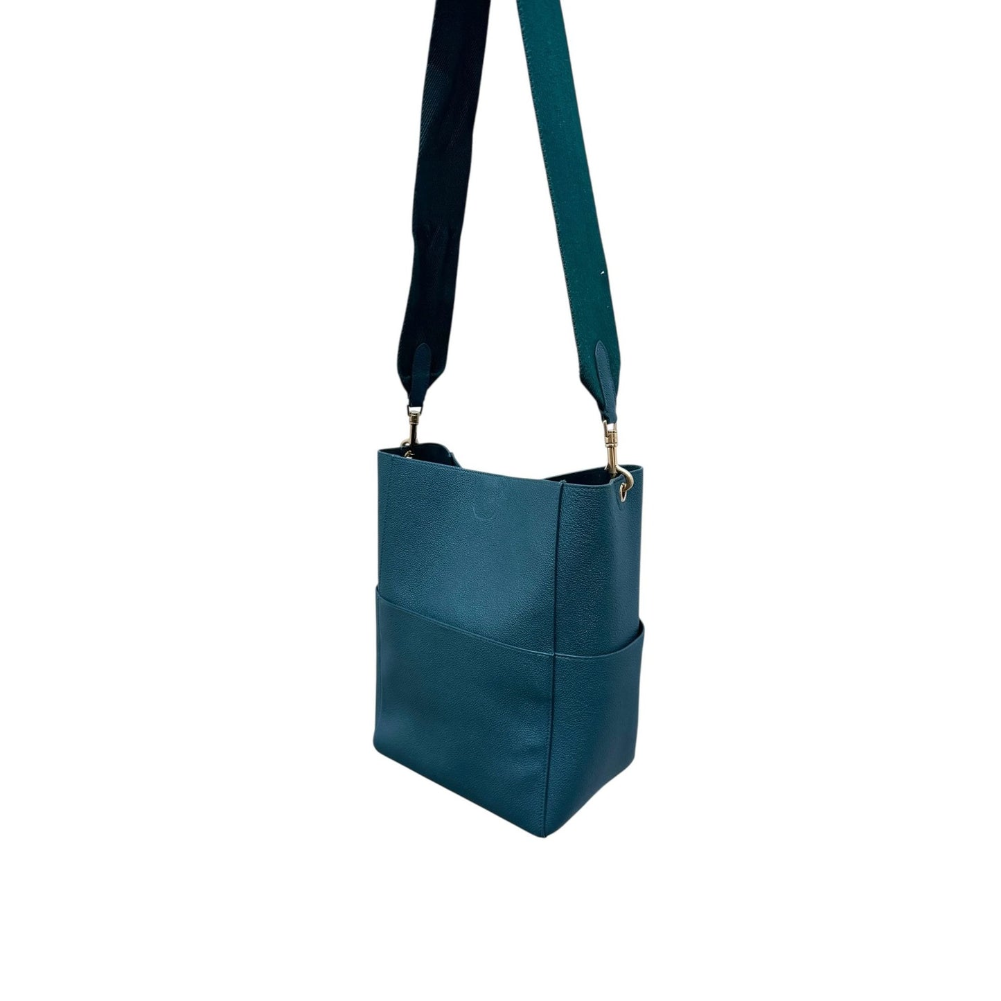 Sangle Bucket Bag in Green Grained Leather