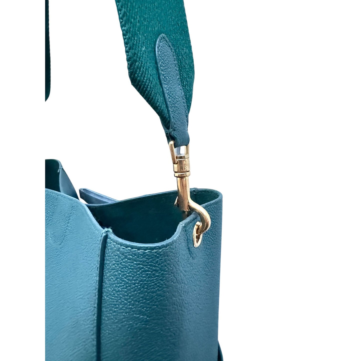 Sangle Bucket Bag in Green Grained Leather
