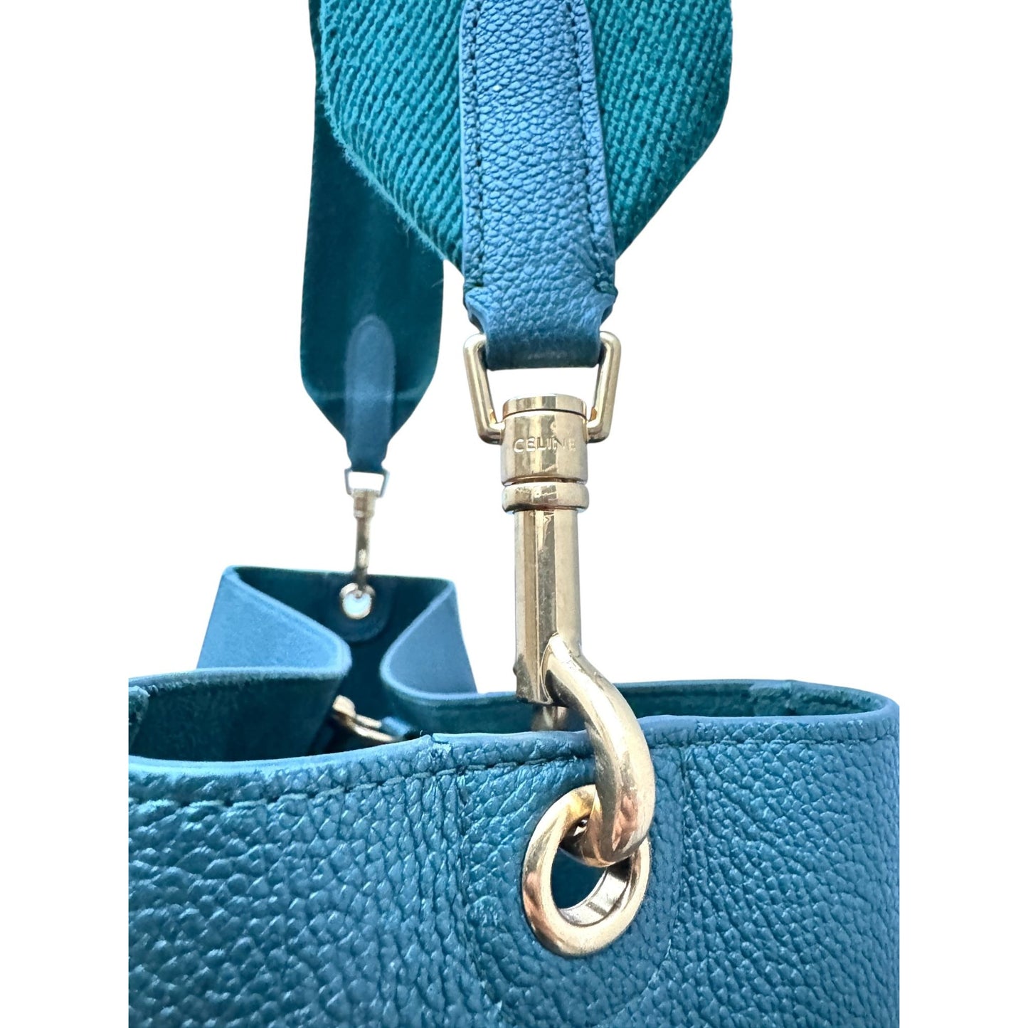Sangle Bucket Bag in Green Grained Leather