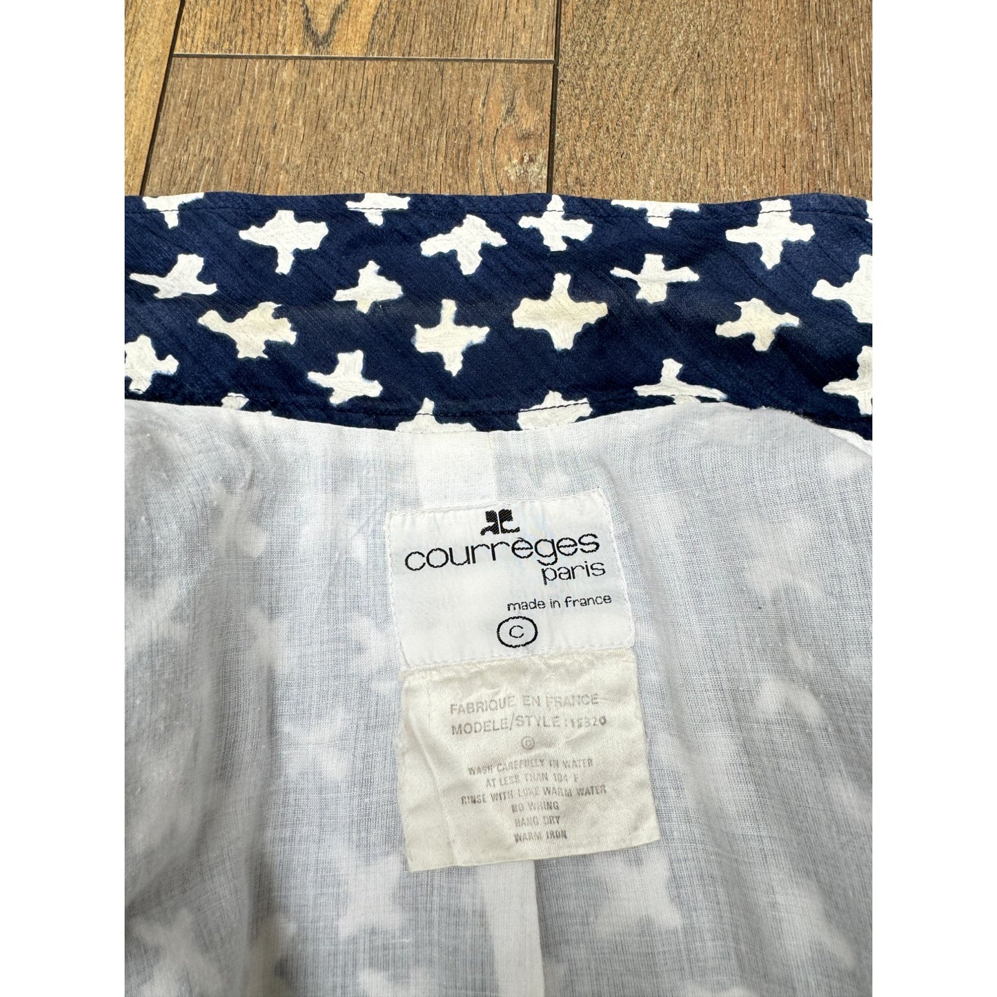 Vintage Navy & White Short Sleeve Cropped Jacket