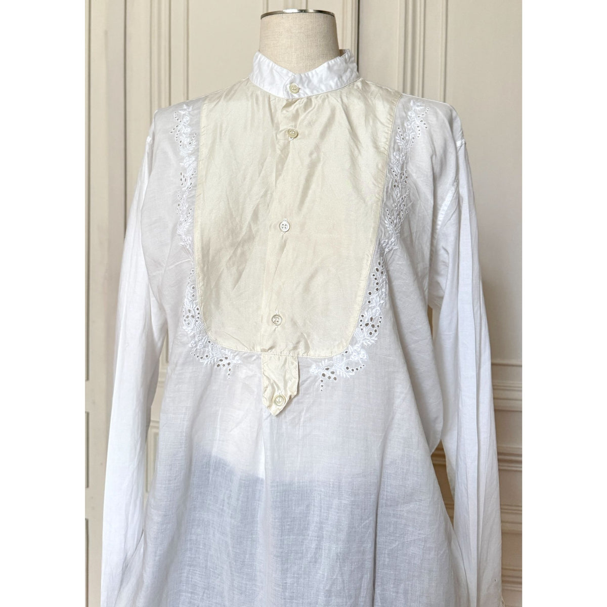 SS 2004 White Cotton &amp; Silk Romantic Bib Shirt