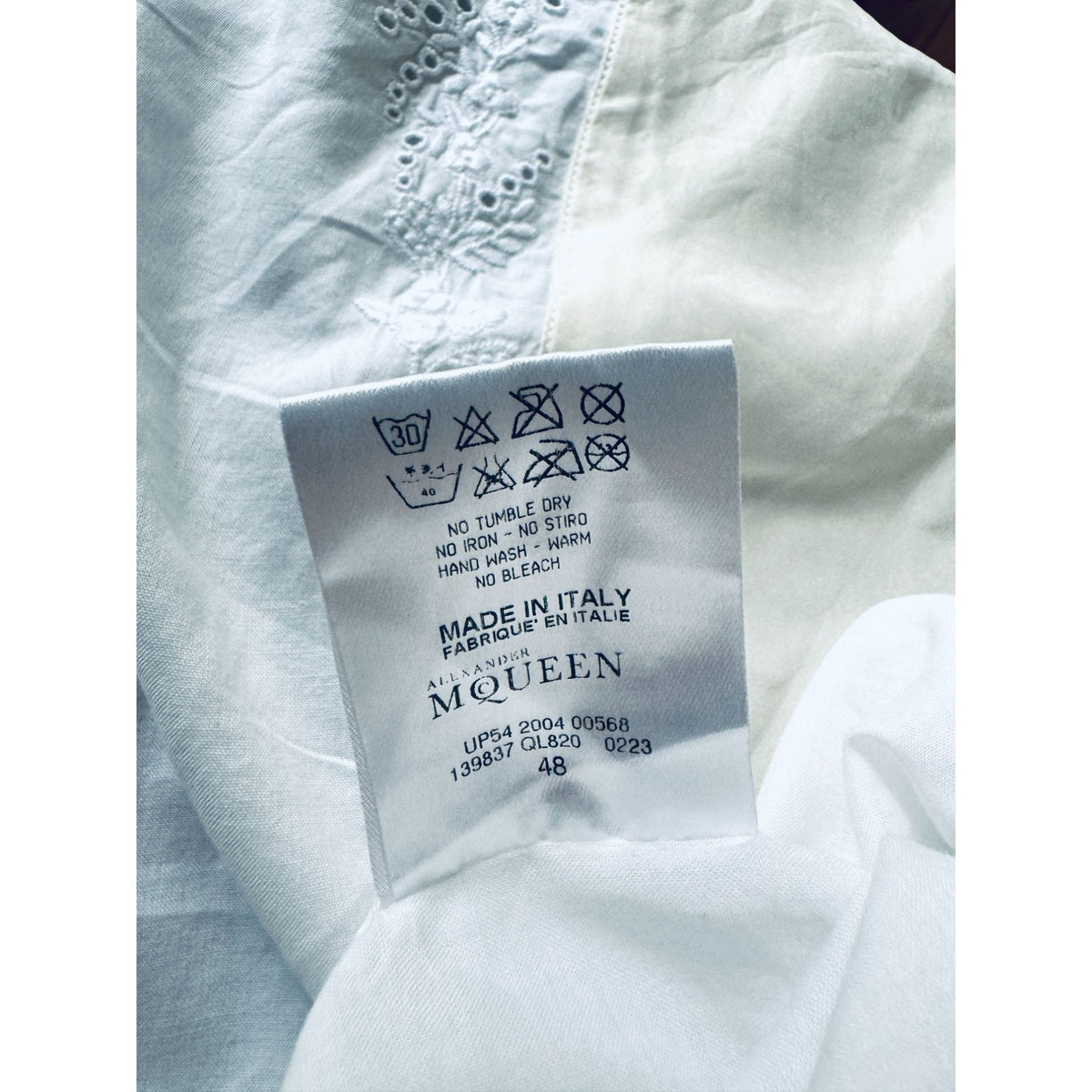 SS 2004 White Cotton &amp; Silk Romantic Bib Shirt