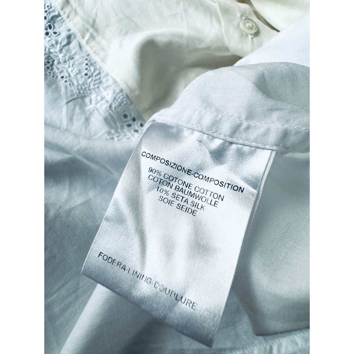 SS 2004 White Cotton &amp; Silk Romantic Bib Shirt