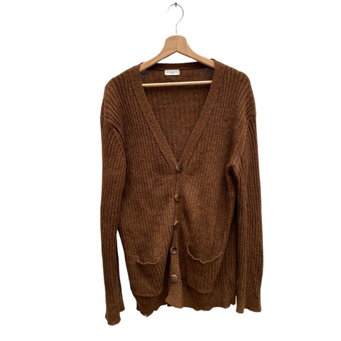 Brown Long Wool Cardigan Unisex