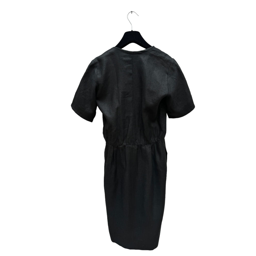 Vintage 1970s Black Linen Dress