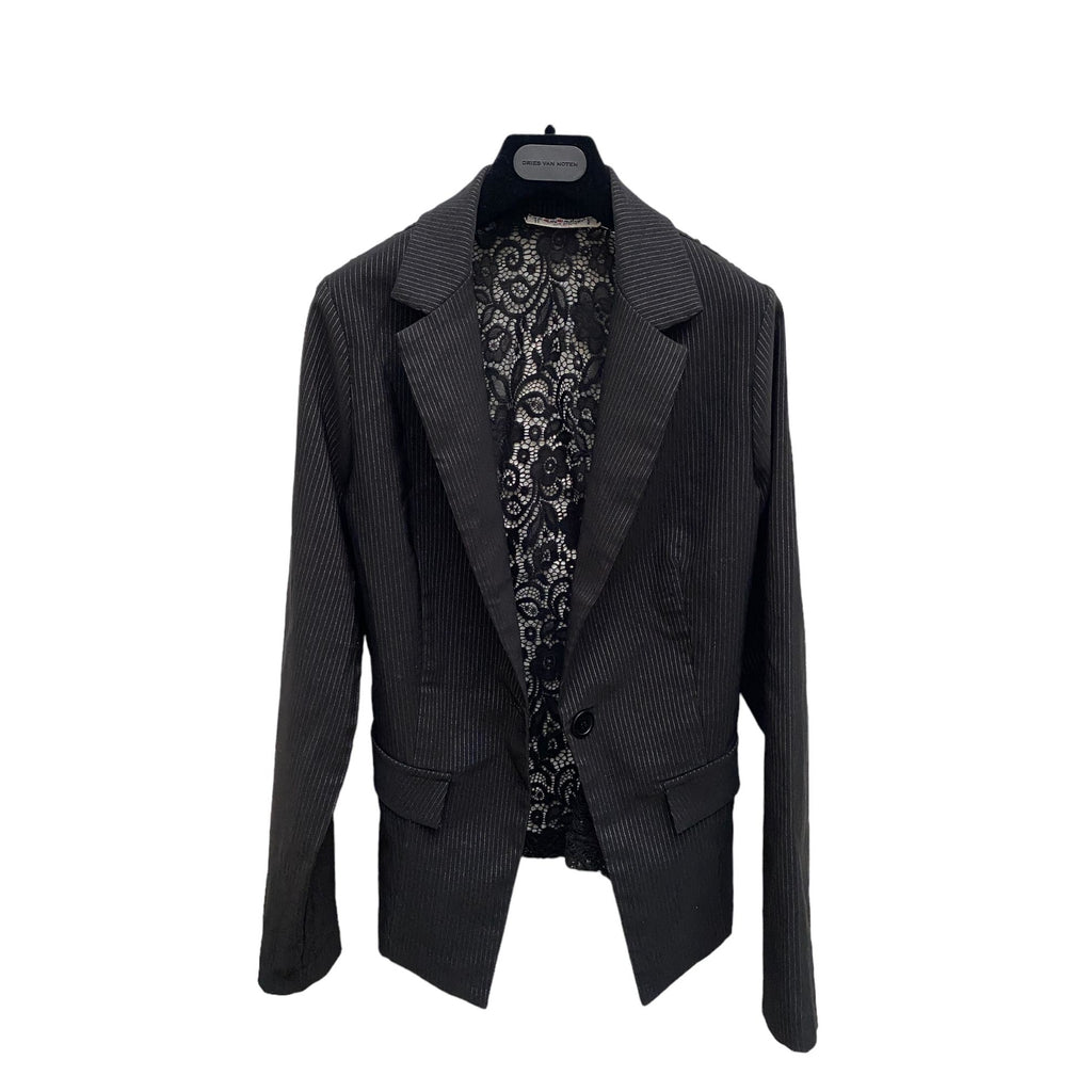 Vintage 1970s  Black Fusion Laced up Blazer Jacket