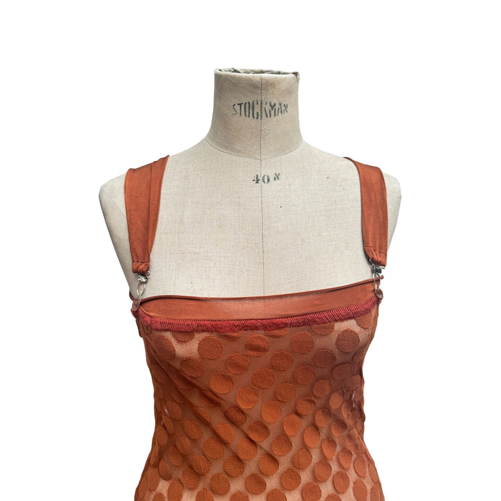 1980S Brown Dot Nylon Dungarees Tank top