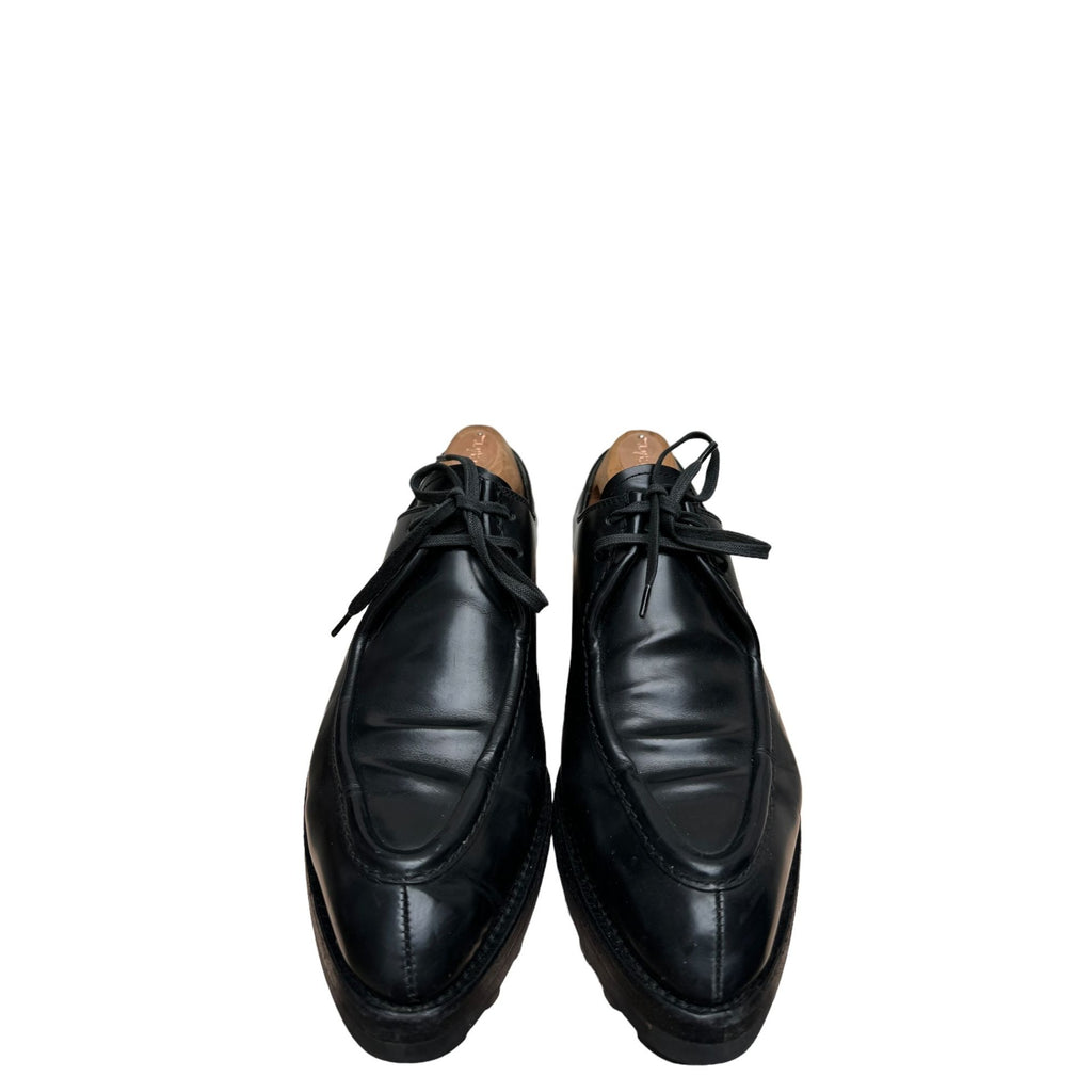 Black Leather Monolith Derbies Shoes