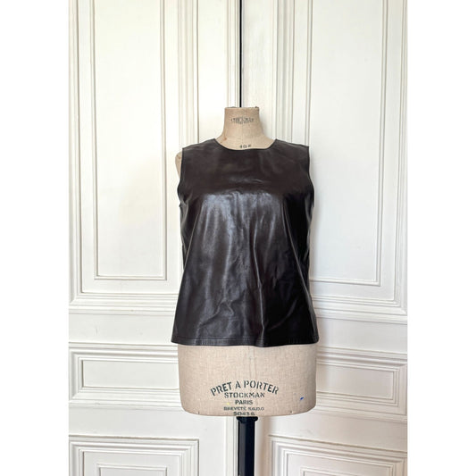 Martin Margiela 1990s Brown Lambskin Leather Sleeveless