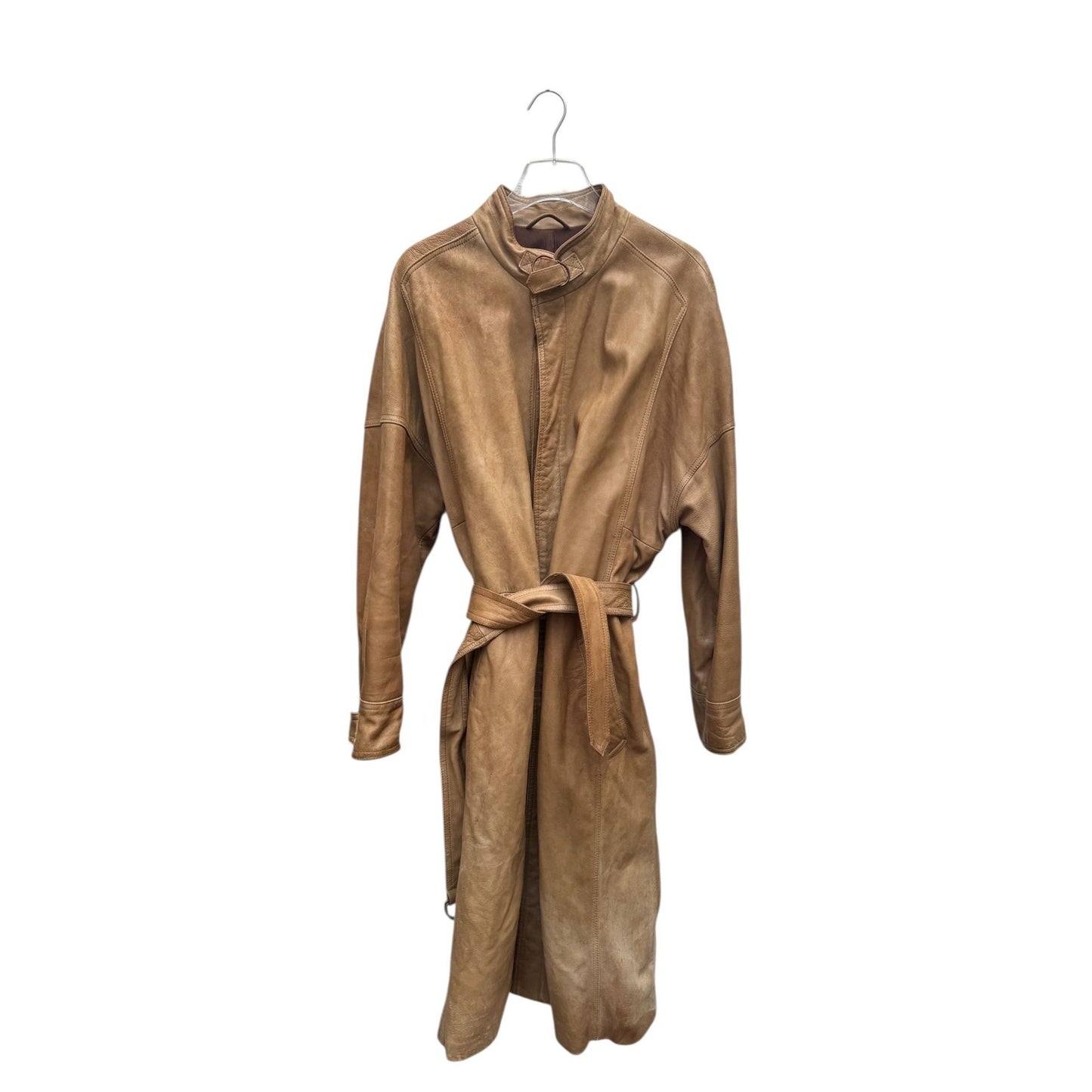 Vintage Beige Leather Coat 