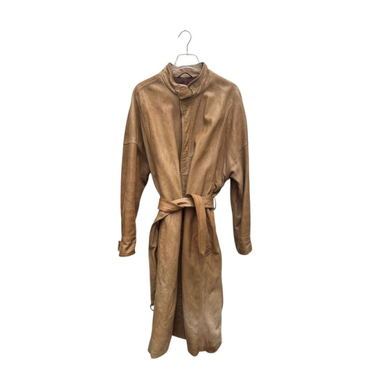 Vintage Beige Leather Coat 
