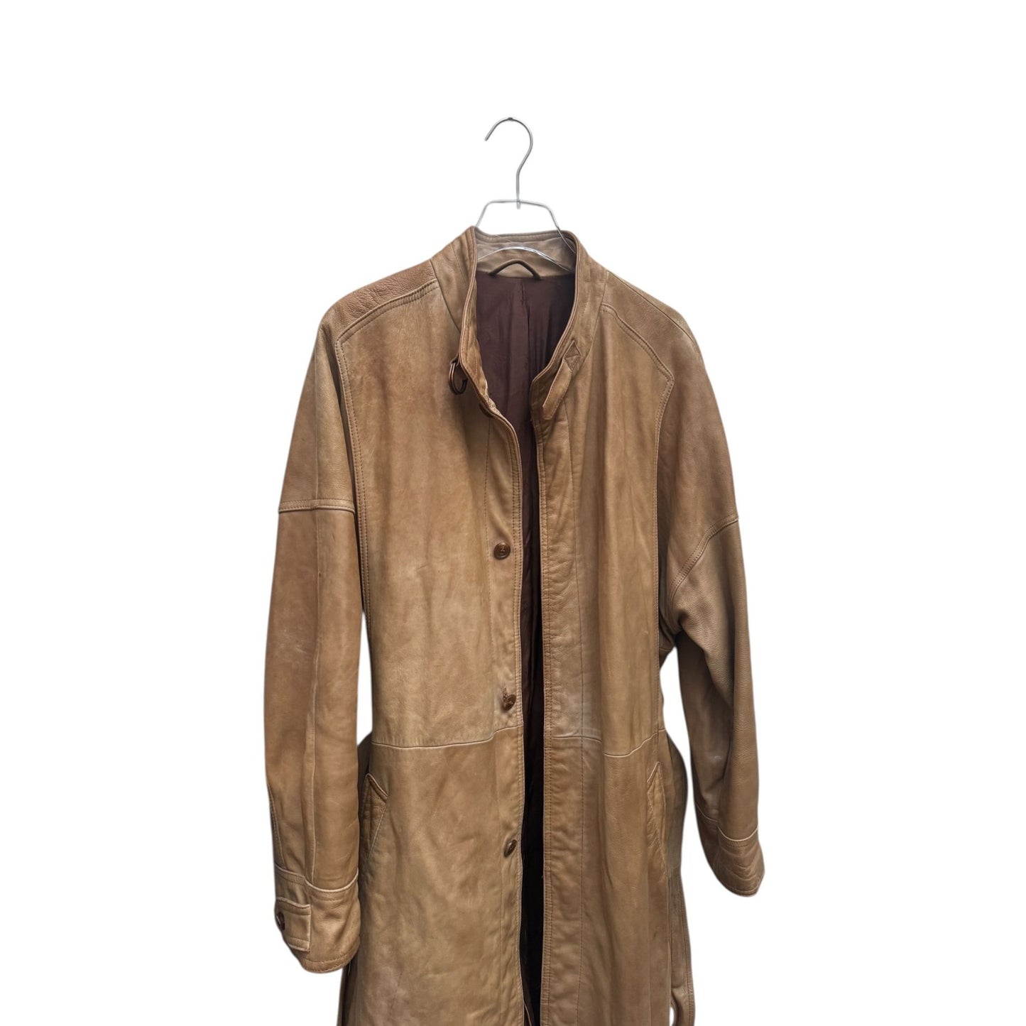 Vintage Beige Leather Coat 