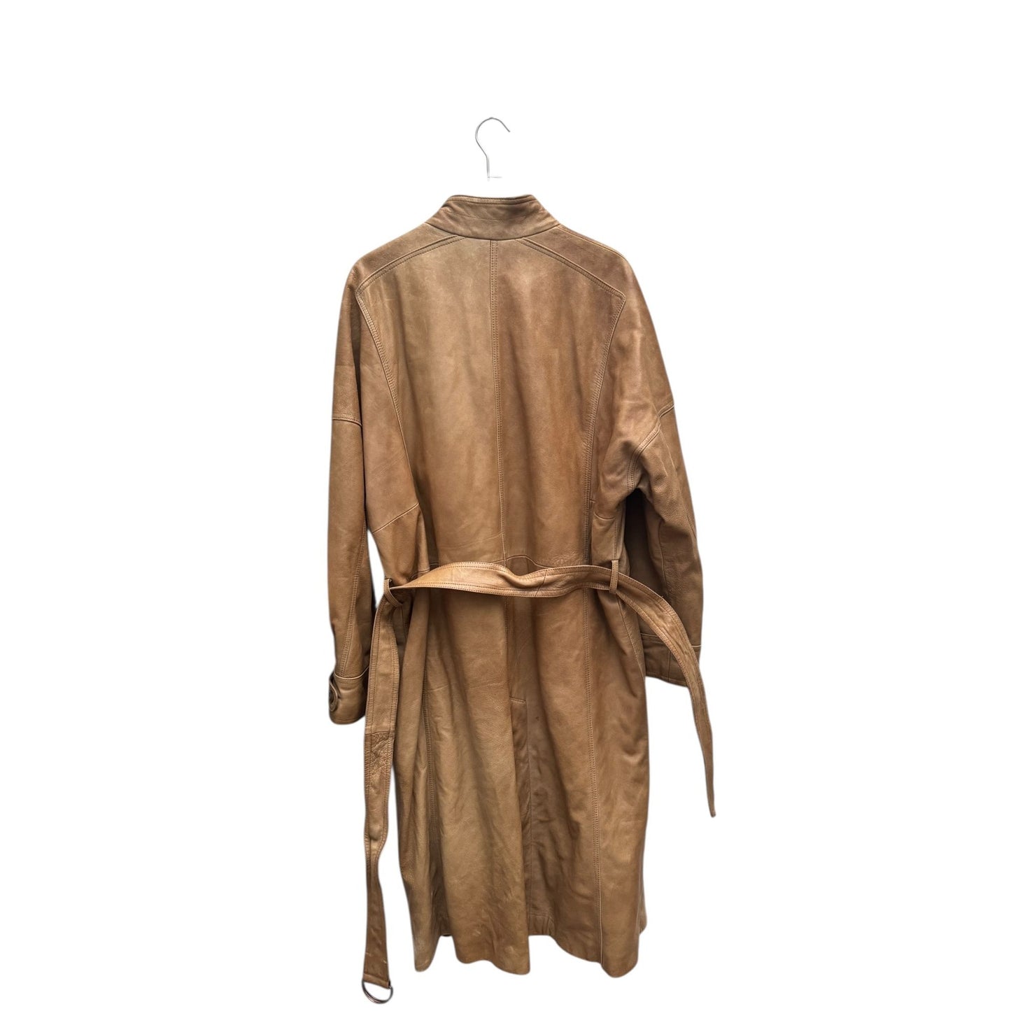 Vintage Beige Leather Coat 