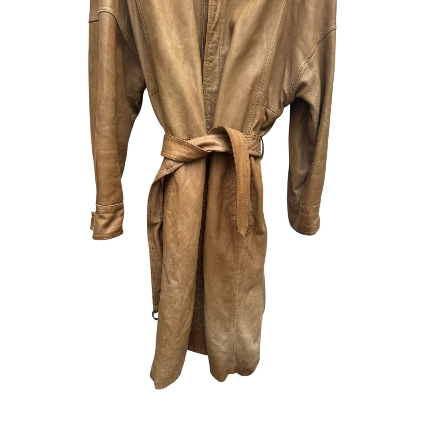 Vintage Beige Leather Coat 