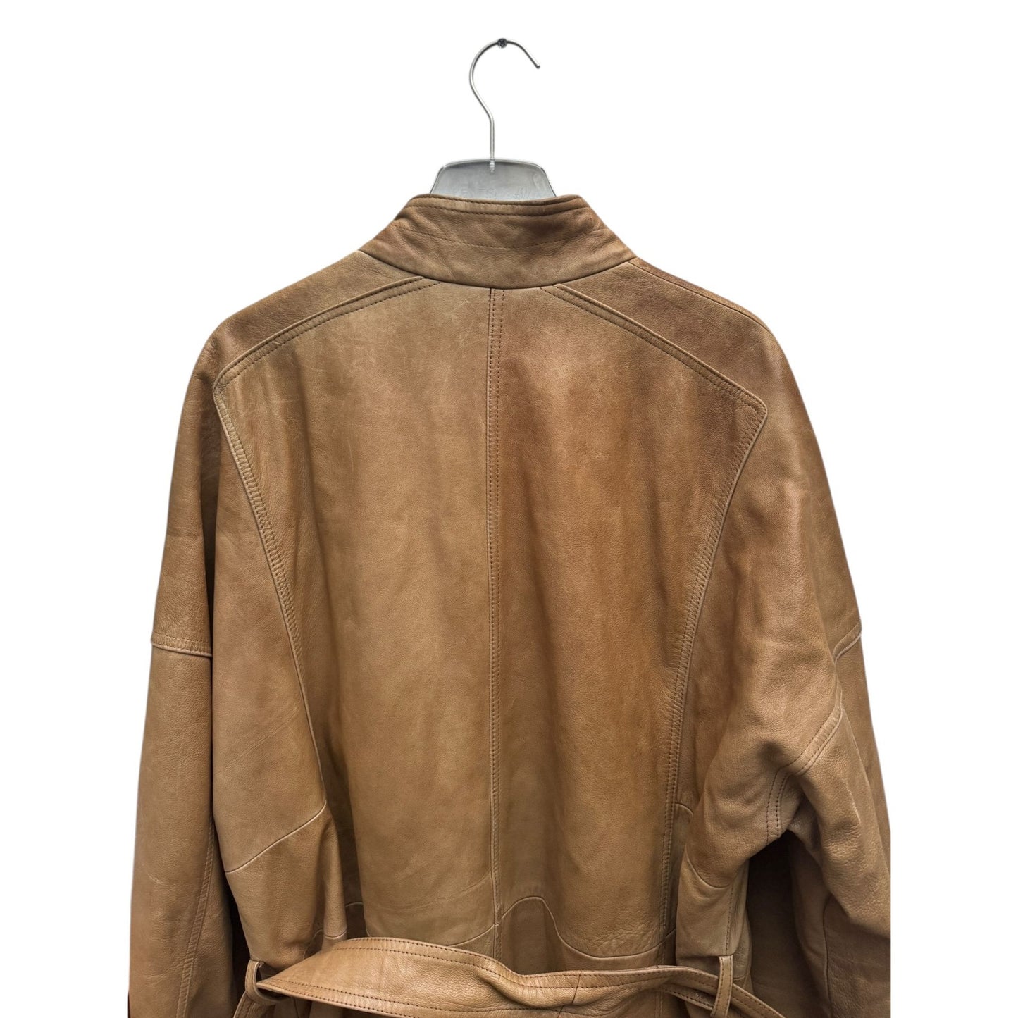 Vintage Beige Leather Coat 