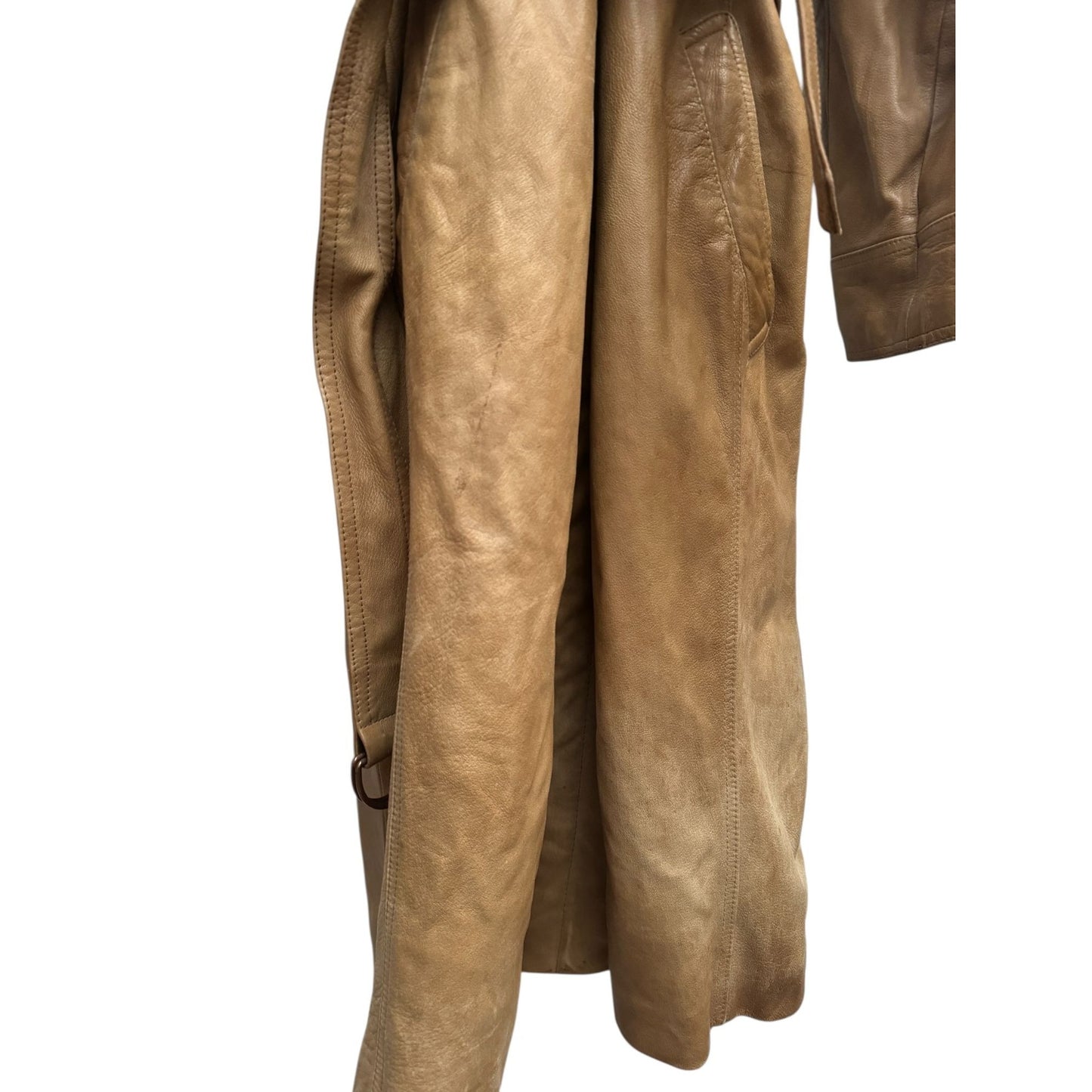 Vintage Beige Leather Coat 