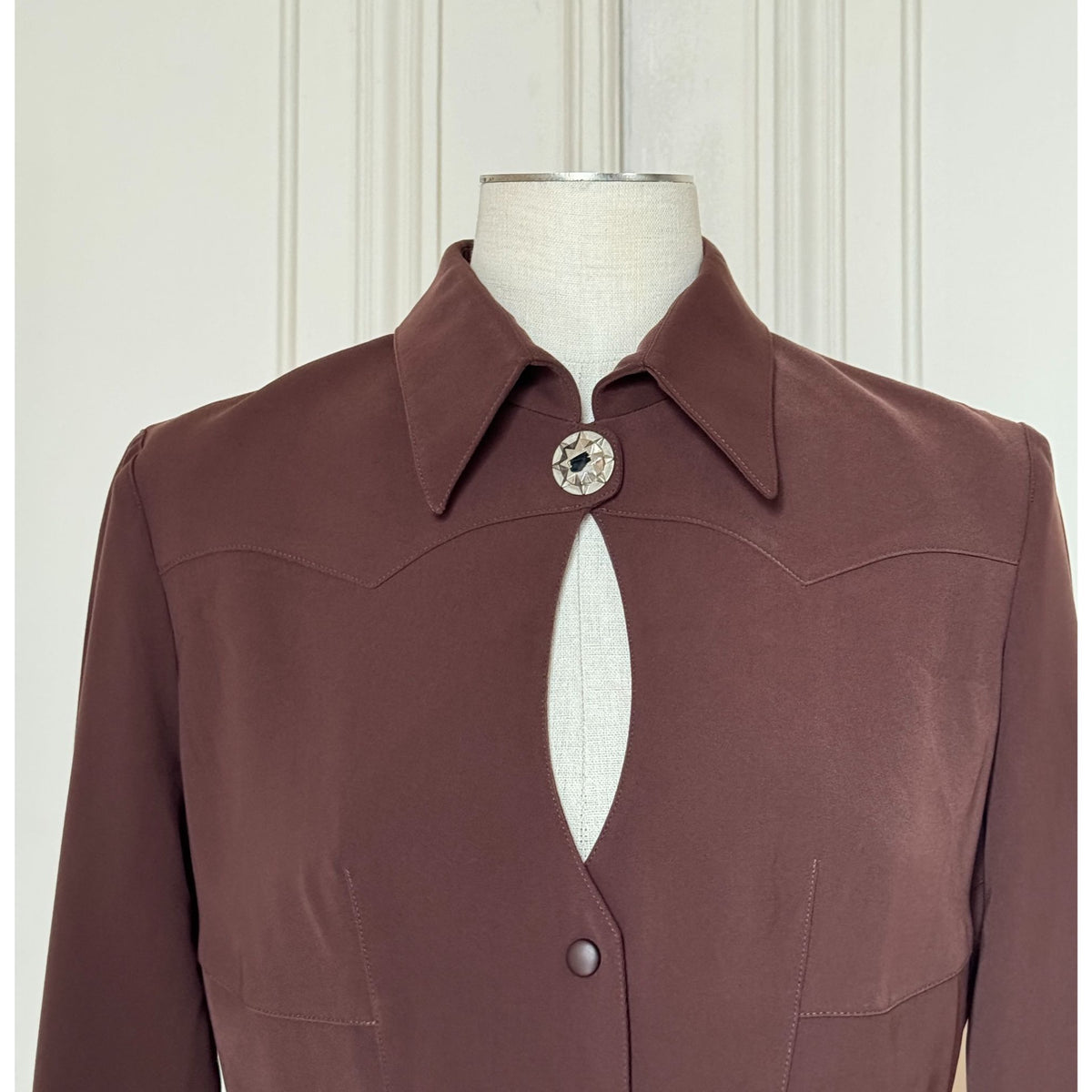 1990s Vintage Brown Belted Shirt Dress