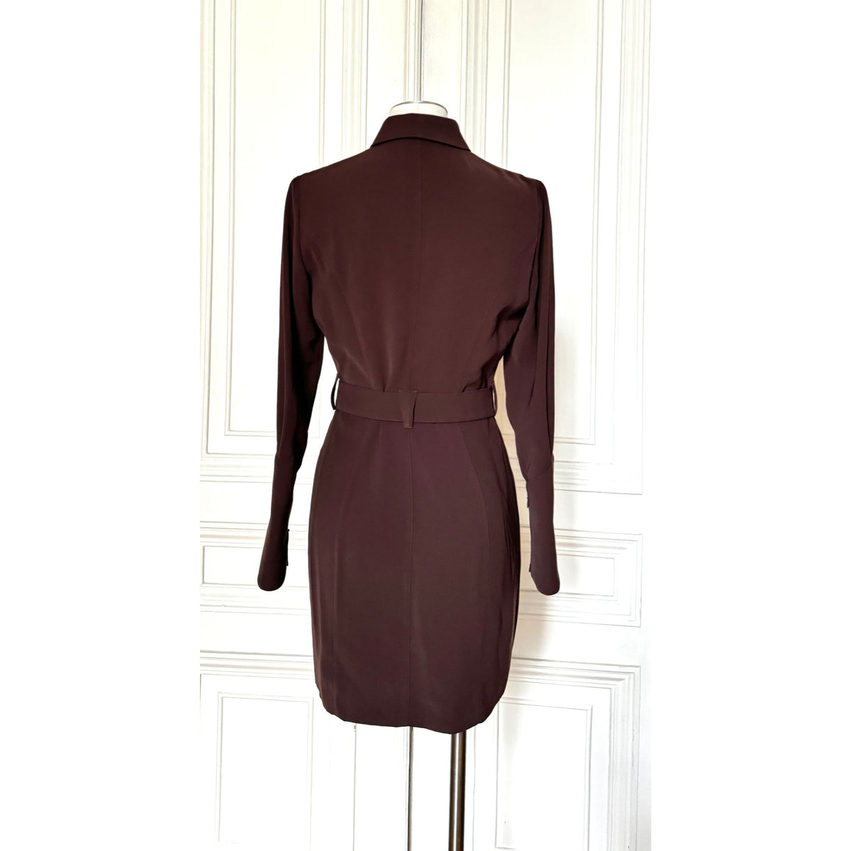 1990s Vintage Brown Belted Shirt Dress