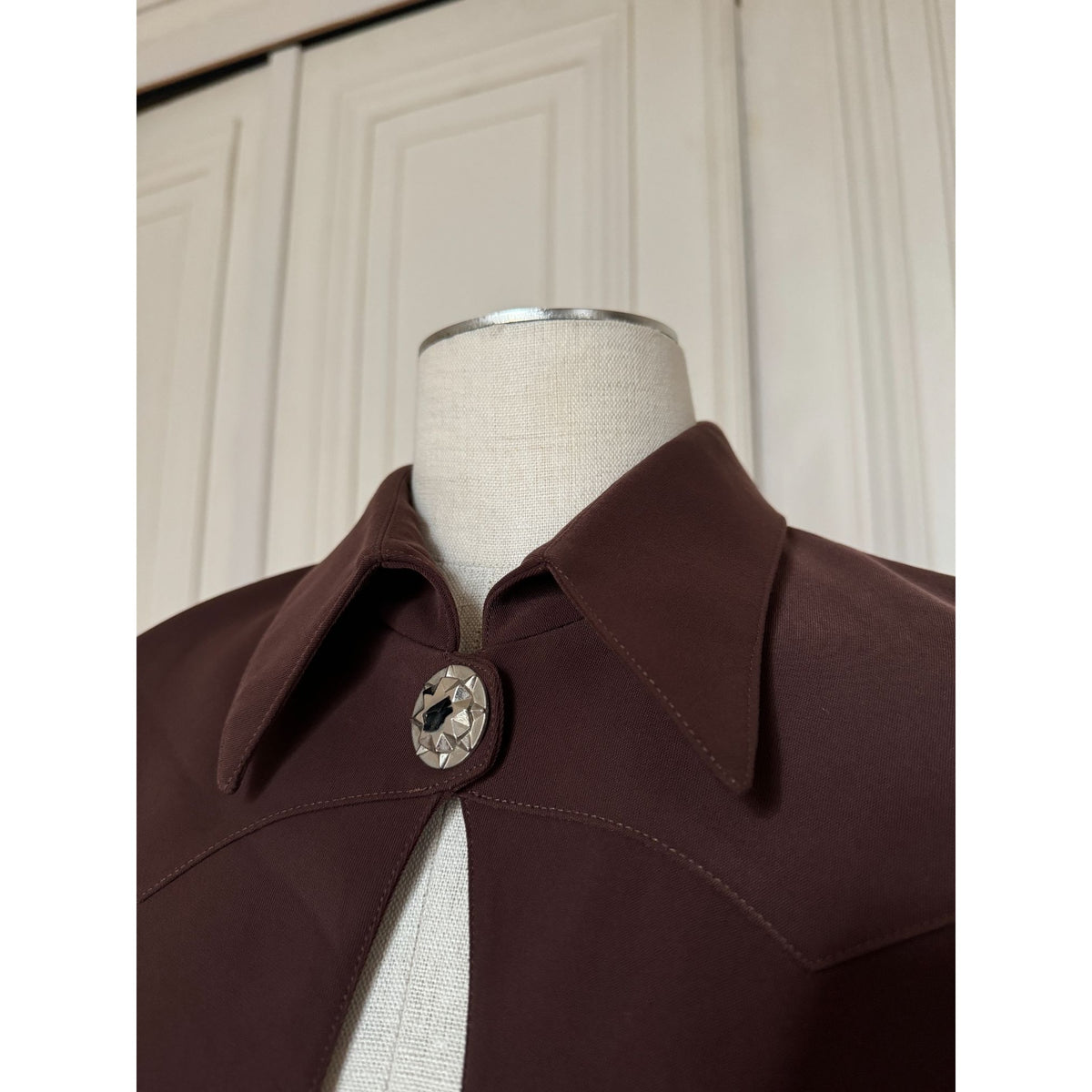 1990s Vintage Brown Belted Shirt Dress