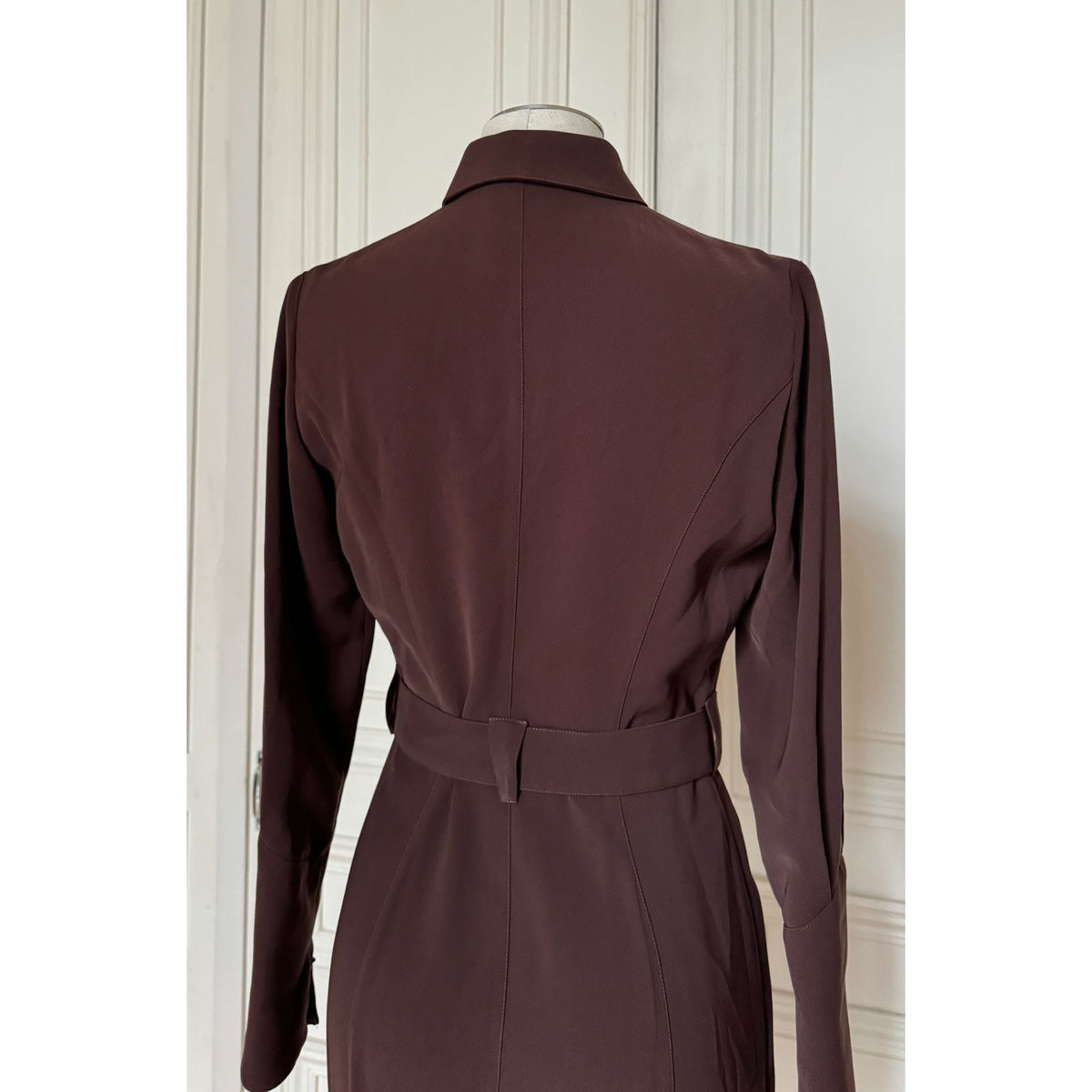 1990s Vintage Brown Belted Shirt Dress