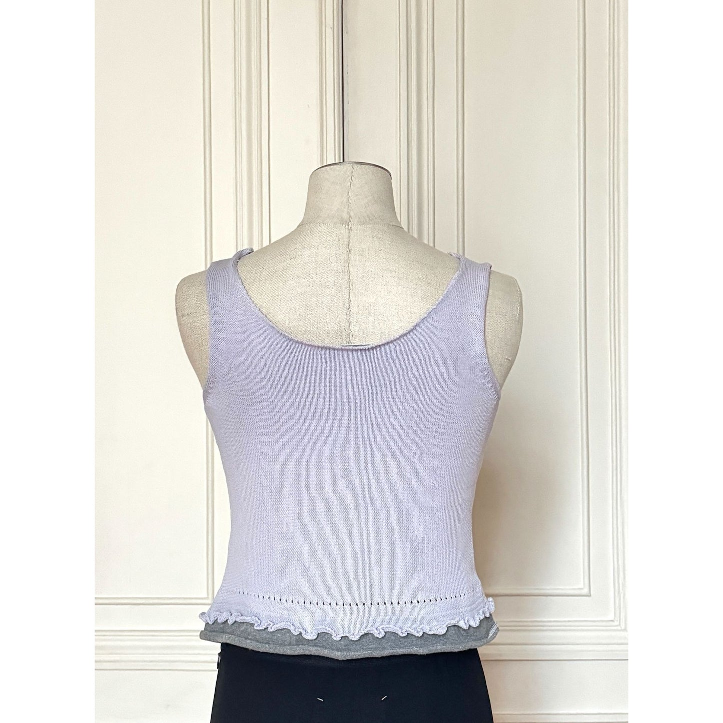 2000s Lilac Cotton Knit Tie-Front Top