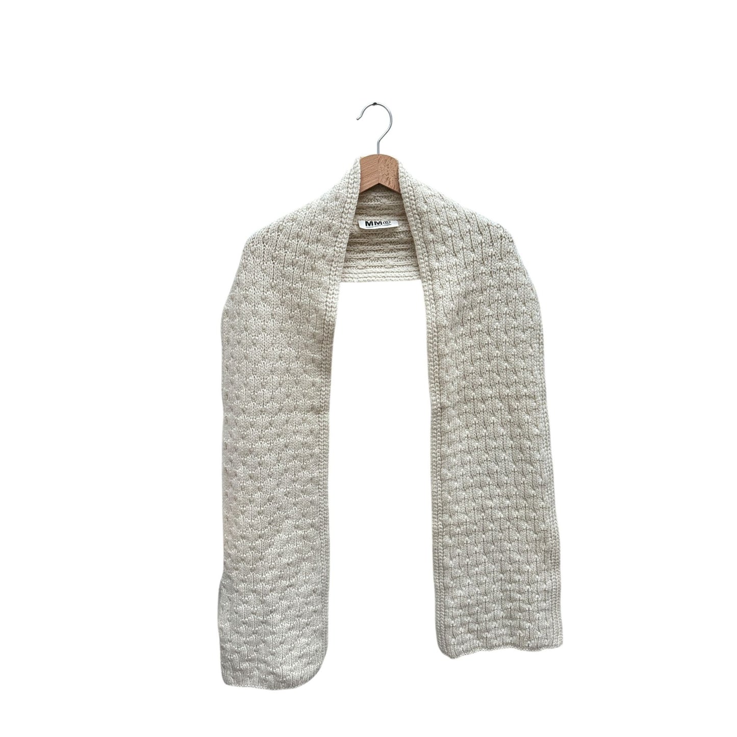 Beige Wool Knit Scarf 