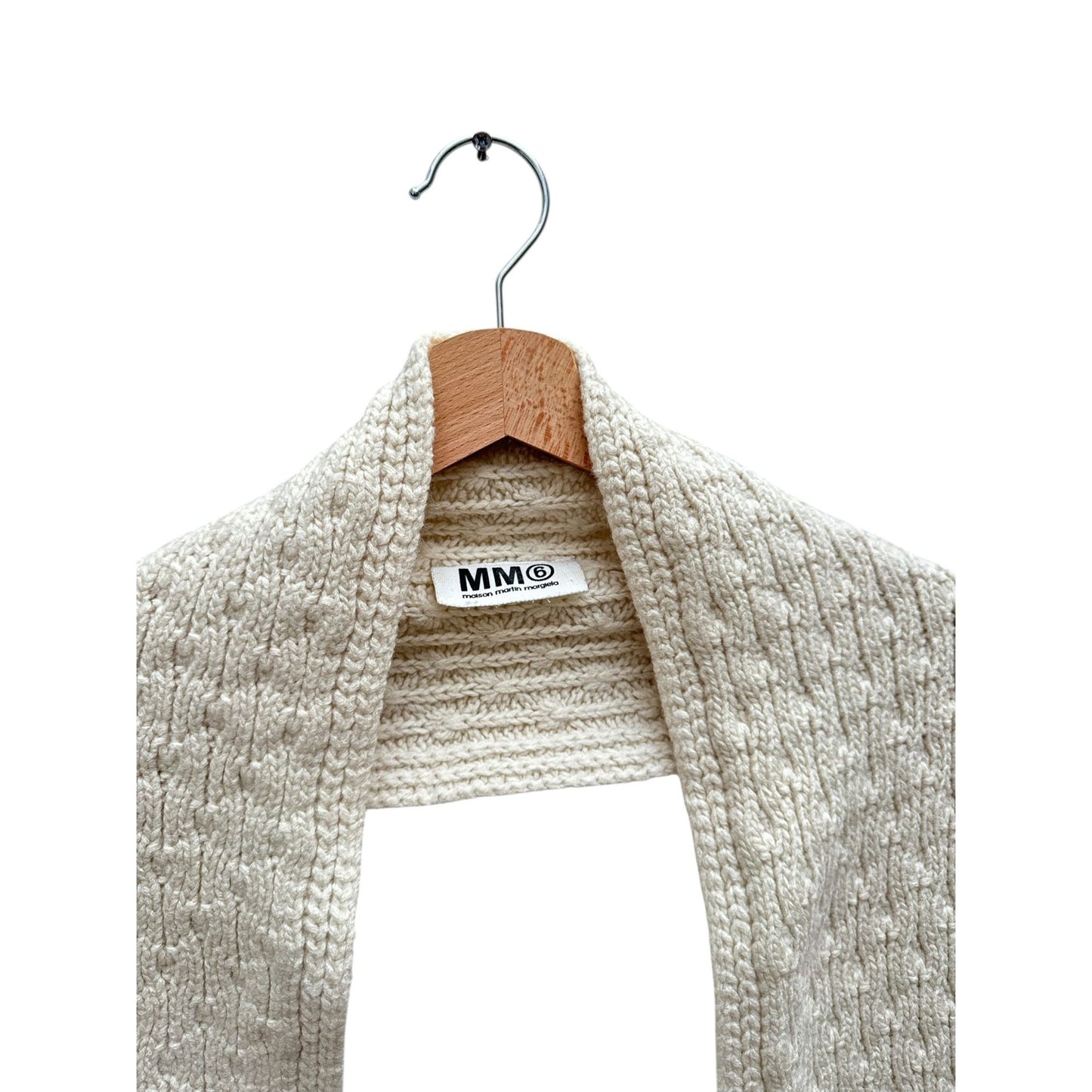 Beige Wool Knit Scarf 
