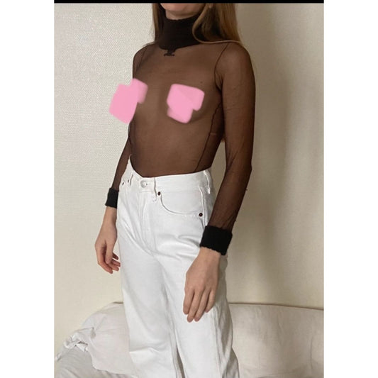Vintage 1970s Brown Sheer Rollneck