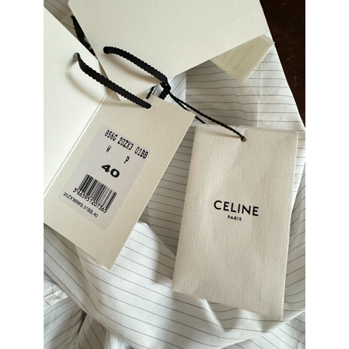 White Pinstriped Ruffle-Collar Shirt