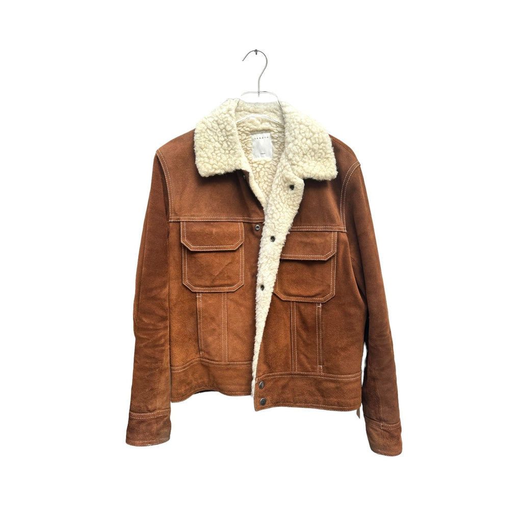 Brown Suede Leather Shearling Jacket