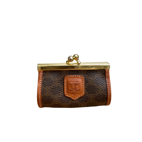 Brown leather coin purse bag