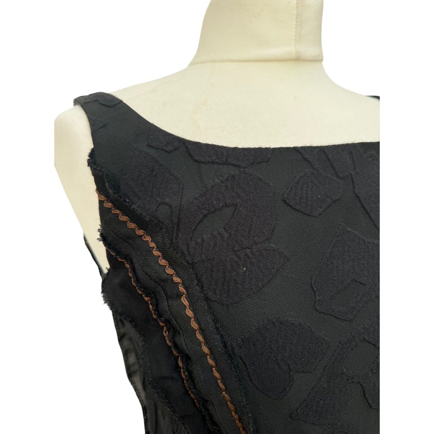 Black Textured Cotton-Silk Blend Dress