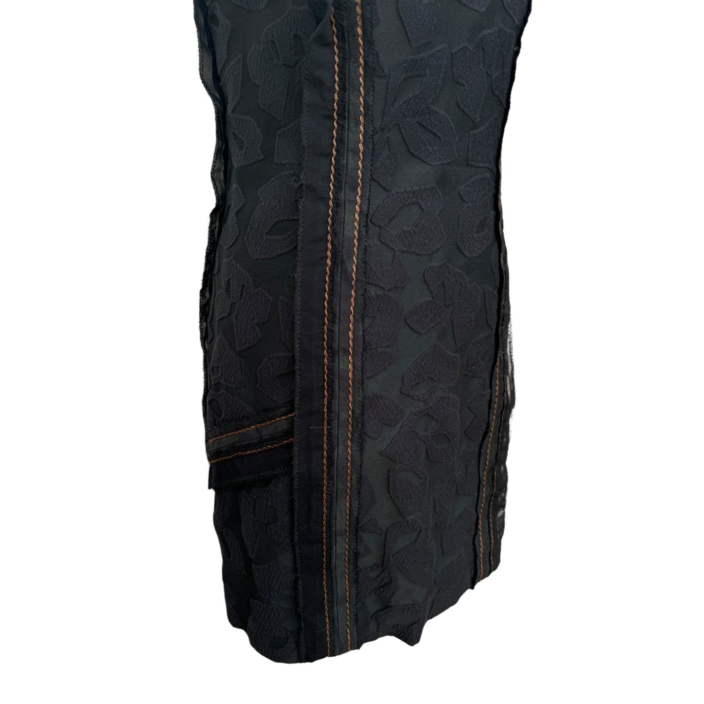 Black Textured Cotton-Silk Blend Dress