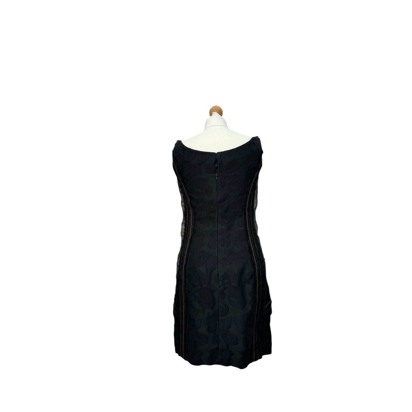 Black Textured Cotton-Silk Blend Dress