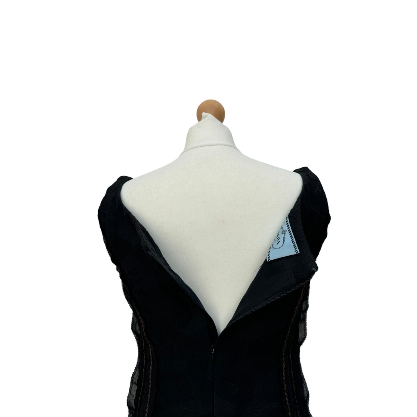 Black Textured Cotton-Silk Blend Dress